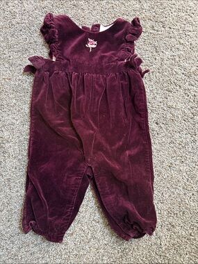 Janie and Jack Burgundy Velvet 6-12 month Jump Suit